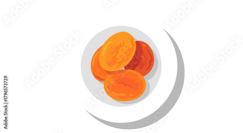 Fresh Apricots Arrange Nicely On A White Plate Against An Elegant Black Backdrop