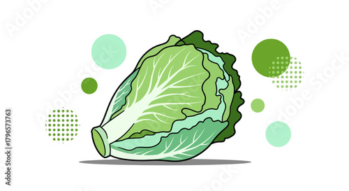 Fresh Lettuce Rendered on Black Field With Abstract Green Circles Aesthetics