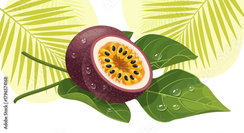 Fresh Passion Fruit: A Vibrant Illustration of Tropical Nature and Deliciousness
