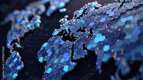 A geometric abstract representation of the world, rendered with hexagonal tiles