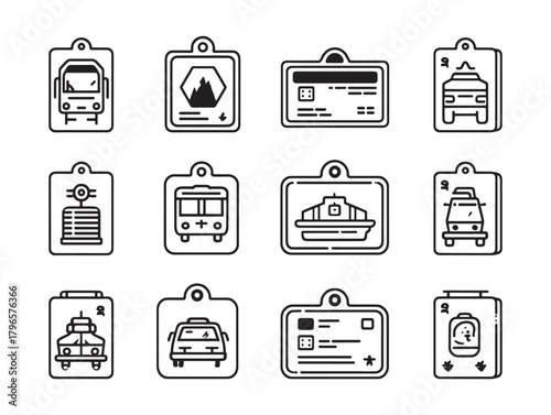 Public Transit Pass Line Art Guide