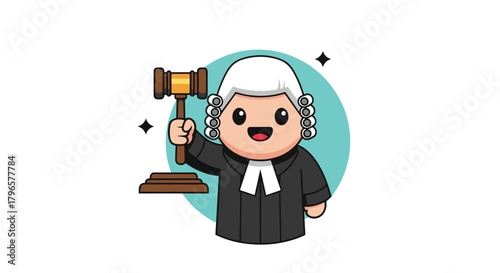 A cute judge with a gavel in hand is ready to make a decision in court.
