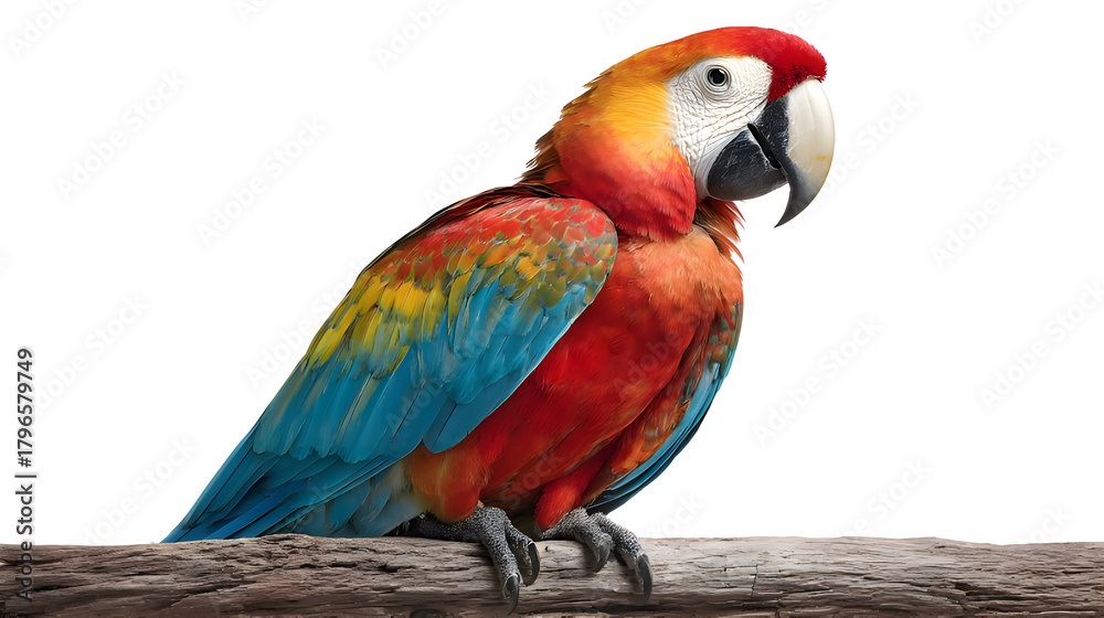 Fototapeta premium Vibrant colorful parrot isolated on white 