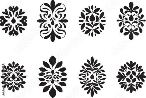 Black floral ornaments decorative symmetrical