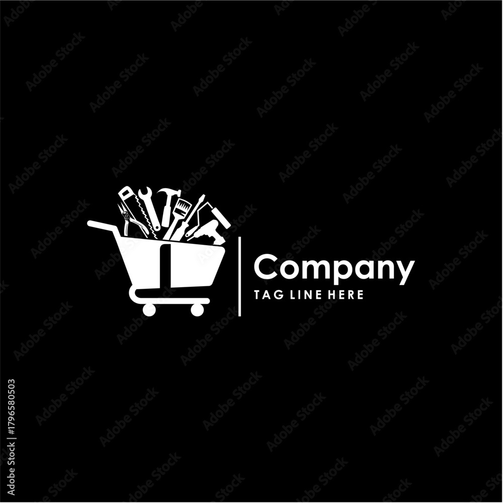 Fototapeta premium Shopping Cart Letter I Design Logo Construction Tools Vector