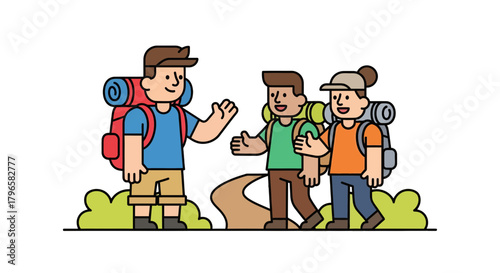 Friendly Hikers Meeting For A Journey Through Nature's Trails And Discoveries Adventure