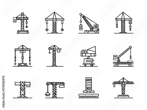 Railway Crane Line Art Industrial Machinery Design