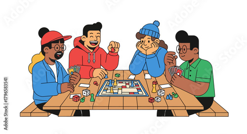 Friends Gathering For A Lively Board Game Night, Playing And Having Fun Together