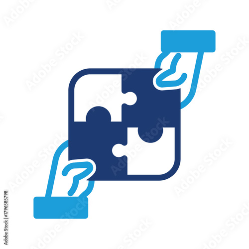 two hand connecting puzzle colored icon vector design good for web or mobile app