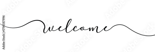 Continuous black line drawing word Welcome. Minimalist welcome concept. Vector illustration .EPS 10 .