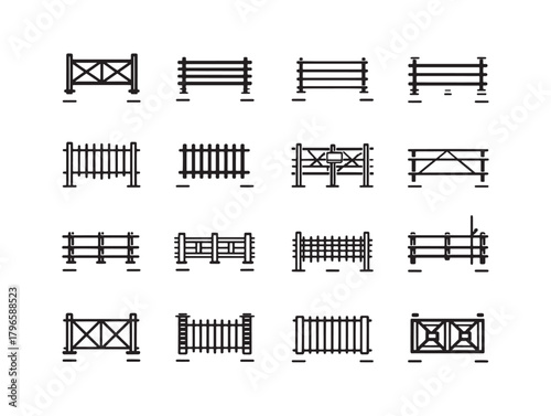 Railway Fence Line Art Across Fields