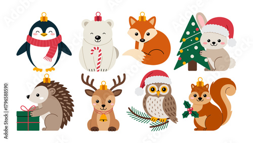 Festive Woodland Ornaments: A charming array of whimsical woodland animal ornaments, each adorned with festive details, ready to bring holiday cheer to any space.