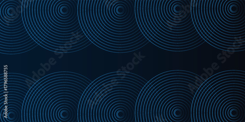 Blue abstract background with glowing circles. Swirl circular lines pattern. Geometric spiral. Twirl element. vektor