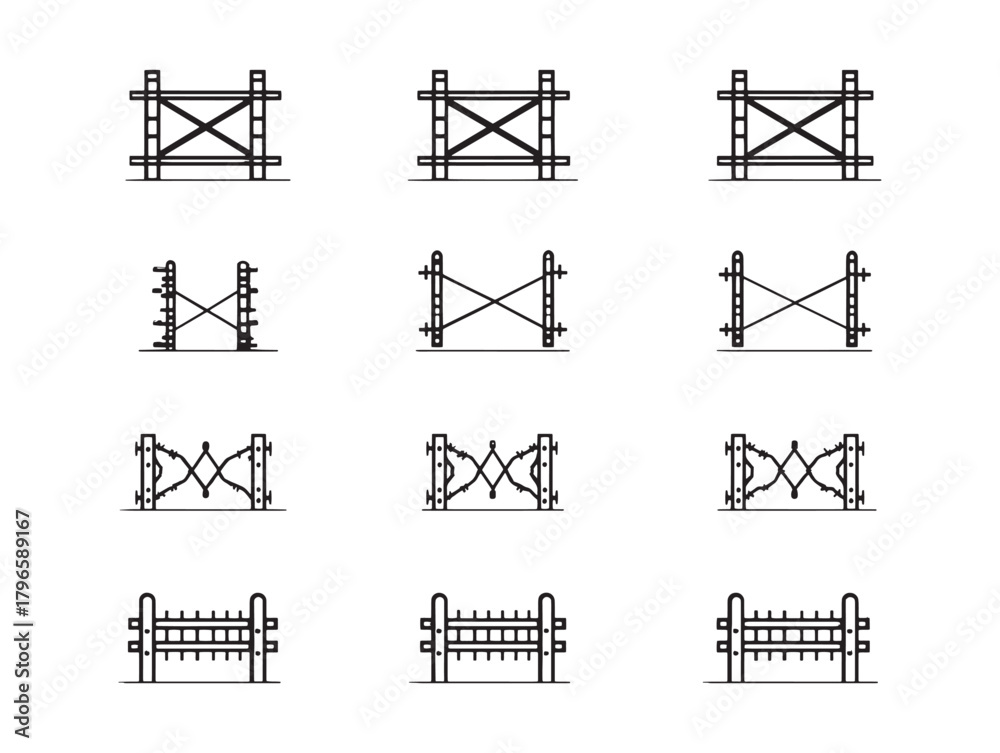 Fototapeta premium Railway Fence Line Art Under Sky