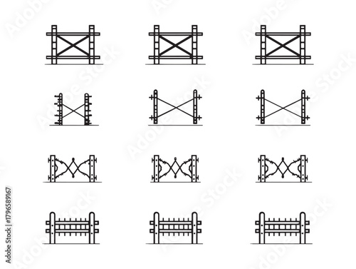 Railway Fence Line Art Under Sky