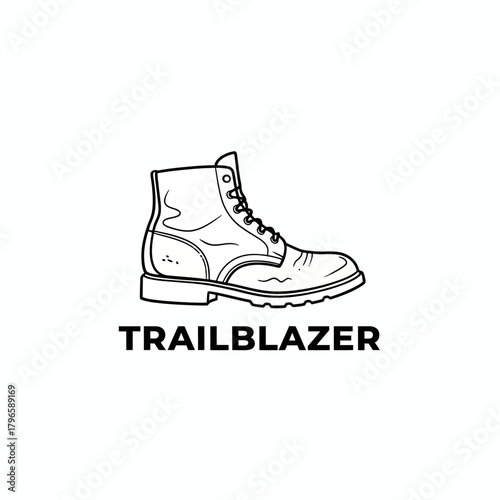 A black and white illustration of a sturdy boot in profile. "TRAILBLAZER" text appears below