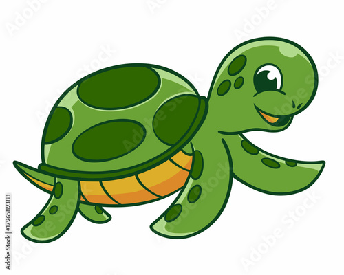 Cute cartoon turtle illustration swimming in the ocean isolated n vector design