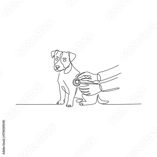 Sketch of a happy puppy with a wagging tail