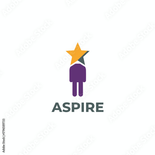 A stylized logo with a person holding a star above them, with the word "ASPIRE" beneath