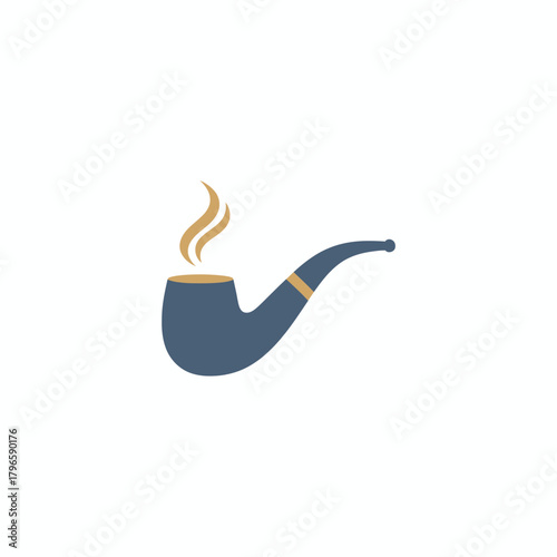 A cartoon image of a smoking pipe with wisps of smoke rising from it. It's on white