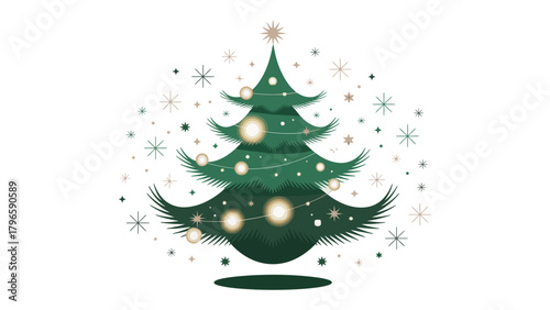 Holiday cheer: A festive, minimalist Christmas tree design, sparkling with lights, evokes the magic of the season.