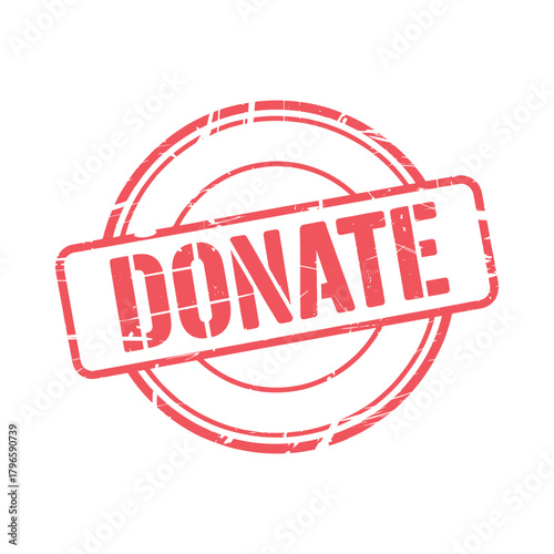 Red stamp with the word donate