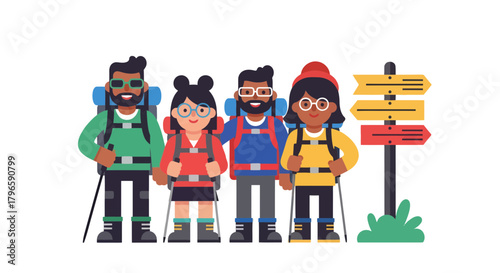 Group Of Adventurers Embarking On A Journey In The Great Outdoors Adventure Time