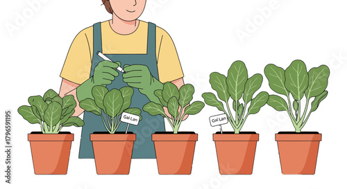 Gardening Illustration: Cultivating Gai Lan in Pots for Localized Verdant Organic Production