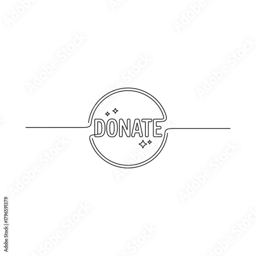 Simple line art circle with the word donate inside