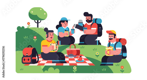 Group Of Friends Enjoying Picnic Moment Outdoors For Leisure And Relaxation