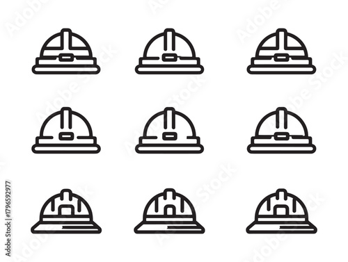 Railway Safety Helmet line art design