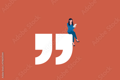 Business woman on quote. concept of motivation speech, pep talk, message, and announcement