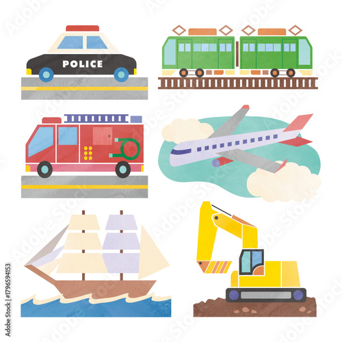 かわいい乗り物イラストセット