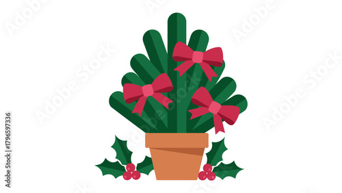 Festive Holiday Delight: An illustration of a Christmas tree with elegant bows, offering a cheerful and season's greetings feeling.