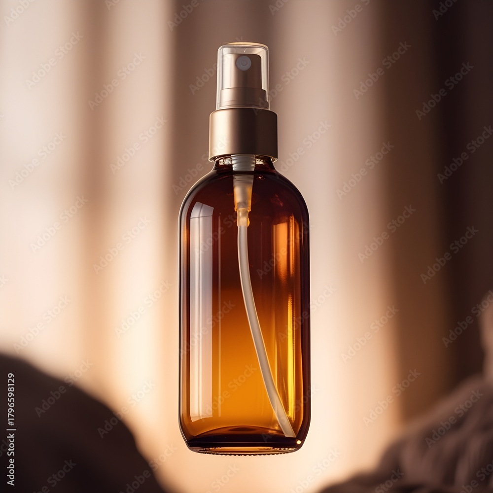 Naklejka premium bottle of perfume on black background