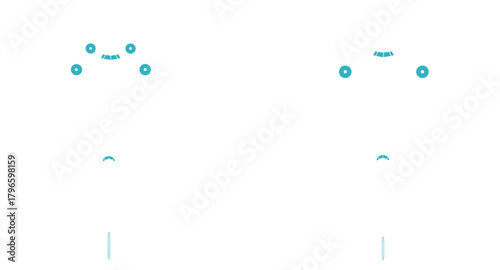 Abstract Blue Airplane Outlines Set with Textured or Dotted Lines for Global Travel and Technology Design Vector.