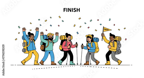 Group Of Hikers Celebrate Volunteering, Cleaning Up Nature Trails and Carrying Trash