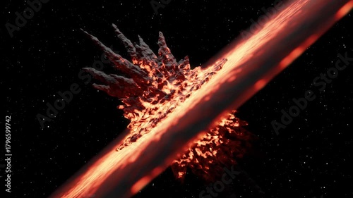 Planet collision catastrophic cosmic impact explosion animation in deep space