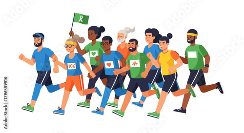 Group Of Runners Competing, Healthy Lifestyle, Celebrating, Fitness Focus, People Running