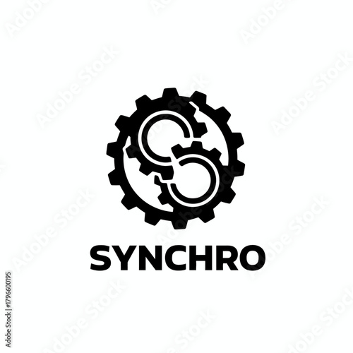 A black and white graphic featuring three interlocking gears with the word SYNCHRO beneath