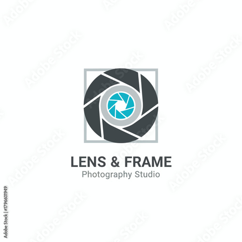 Free Download A camera lens aperture design, with a square frame, and text below - GFXLoad