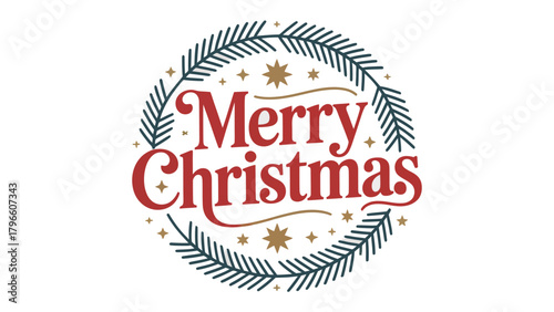 Christmas Cheer: A festive Merry Christmas emblem, adorned with elegant typography and delicate seasonal sprigs. A celebration of joy and togetherness.