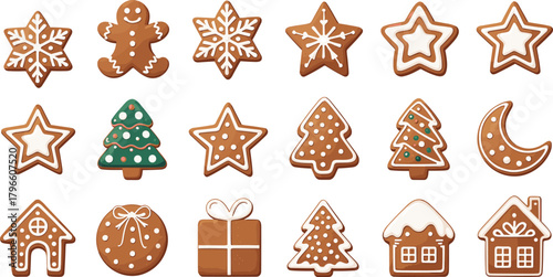 Christmas cookies, holiday gingerbread, festive treats, decorated biscuits, winter celebration, sweet dessert, seasonal baking, handmade icing, star shapes, snowflakes, Christmas trees