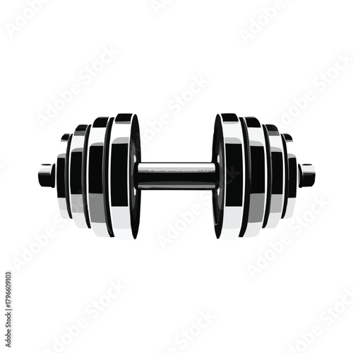 Modern Chrome Dumbbell Realistic Vector Illustration