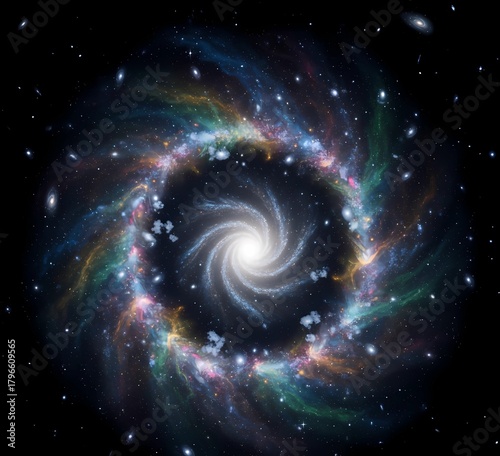 A vast galaxy shaped like a Christmas wreath