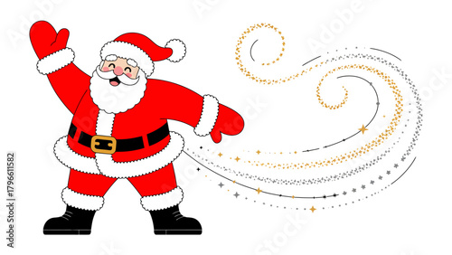 Santa's Whimsical Breeze: A jovial figure in a festive red suit exudes a playful, whimsical breeze, embodying the joyous spirit of the holiday season.