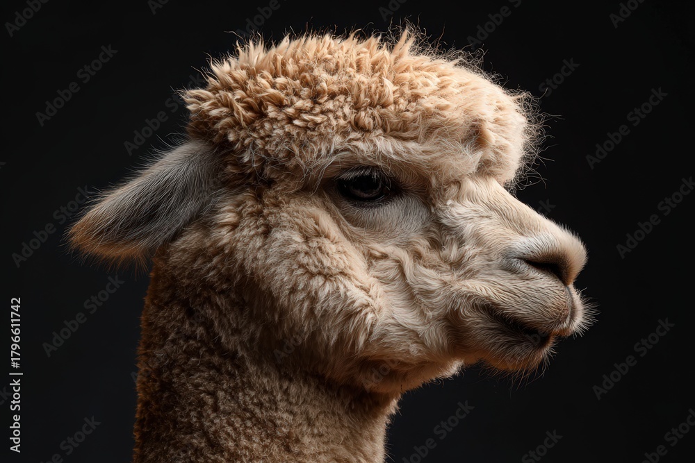 Fototapeta premium Soft wool texture emphasizes natural beauty of a standing alpaca