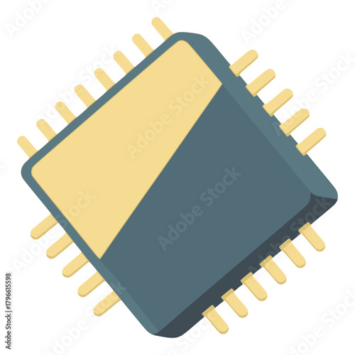 Computer microchip processor CPU technology flat color vector illustration template design
