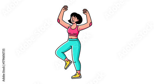 Healthy And Active Female Body Movement On A Black Isolated Background