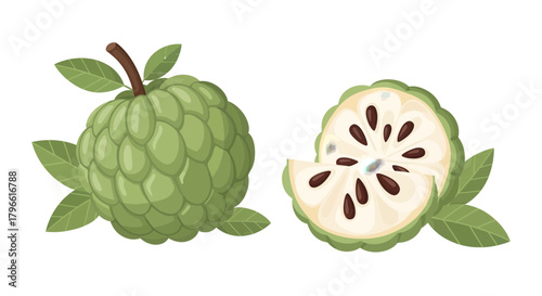 Healthy And Fresh Annona Fruit: A Delightful Display Of Tropical Custard Apple Slices